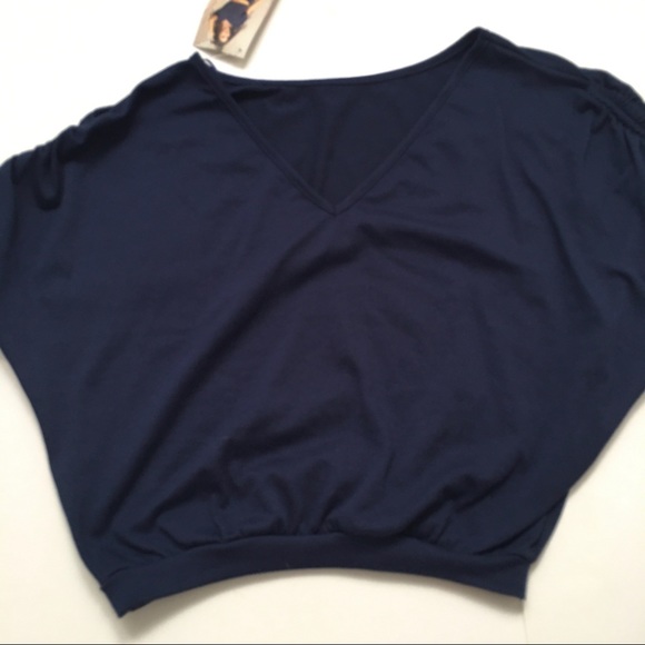 Mapalè Women’s V-neck Rouched Cropped T-shirt Size Small - Picture 4 of 12